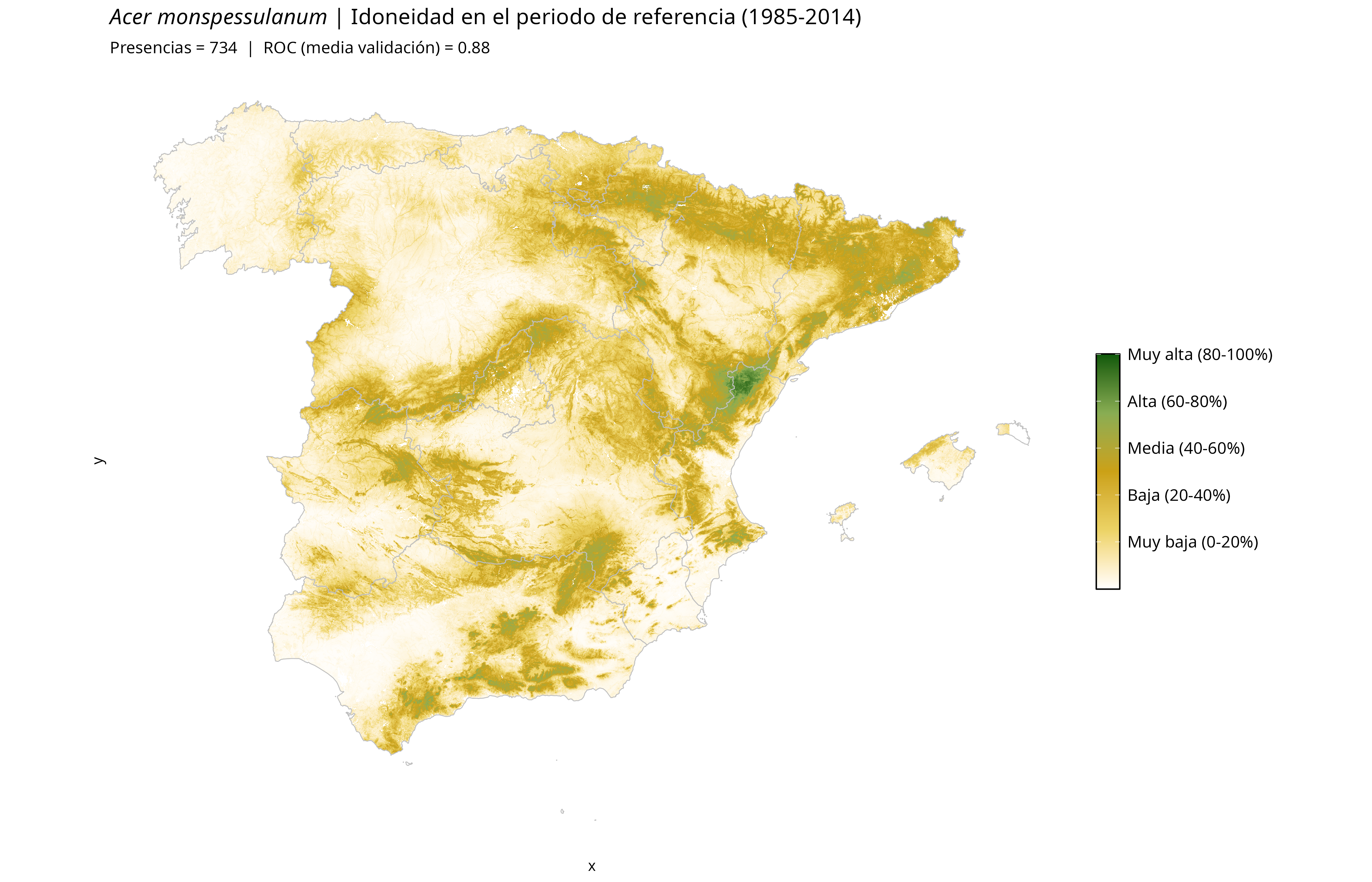Idoneidad actual · Península Ibérica