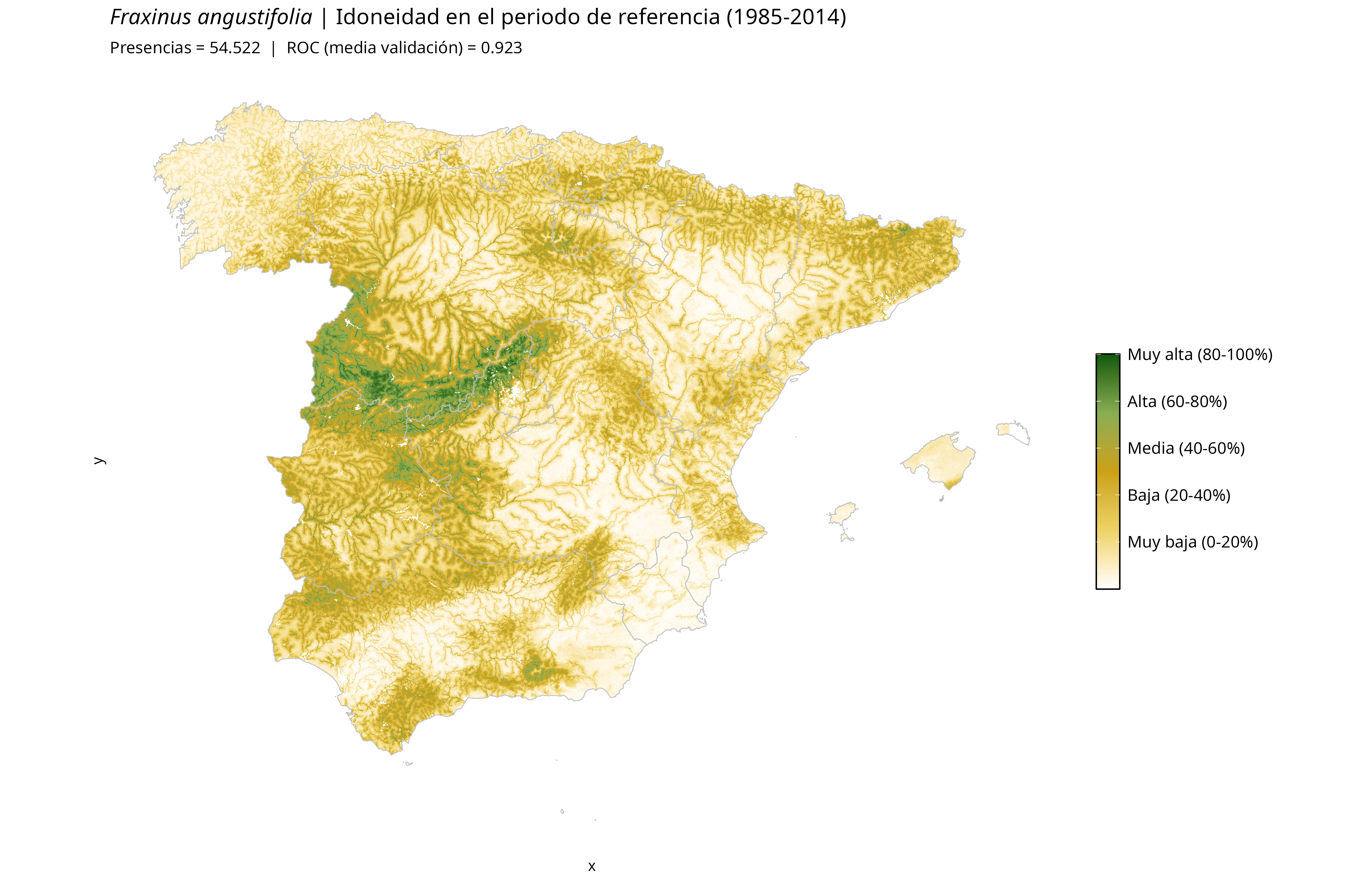 Idoneidad actual · Península Ibérica