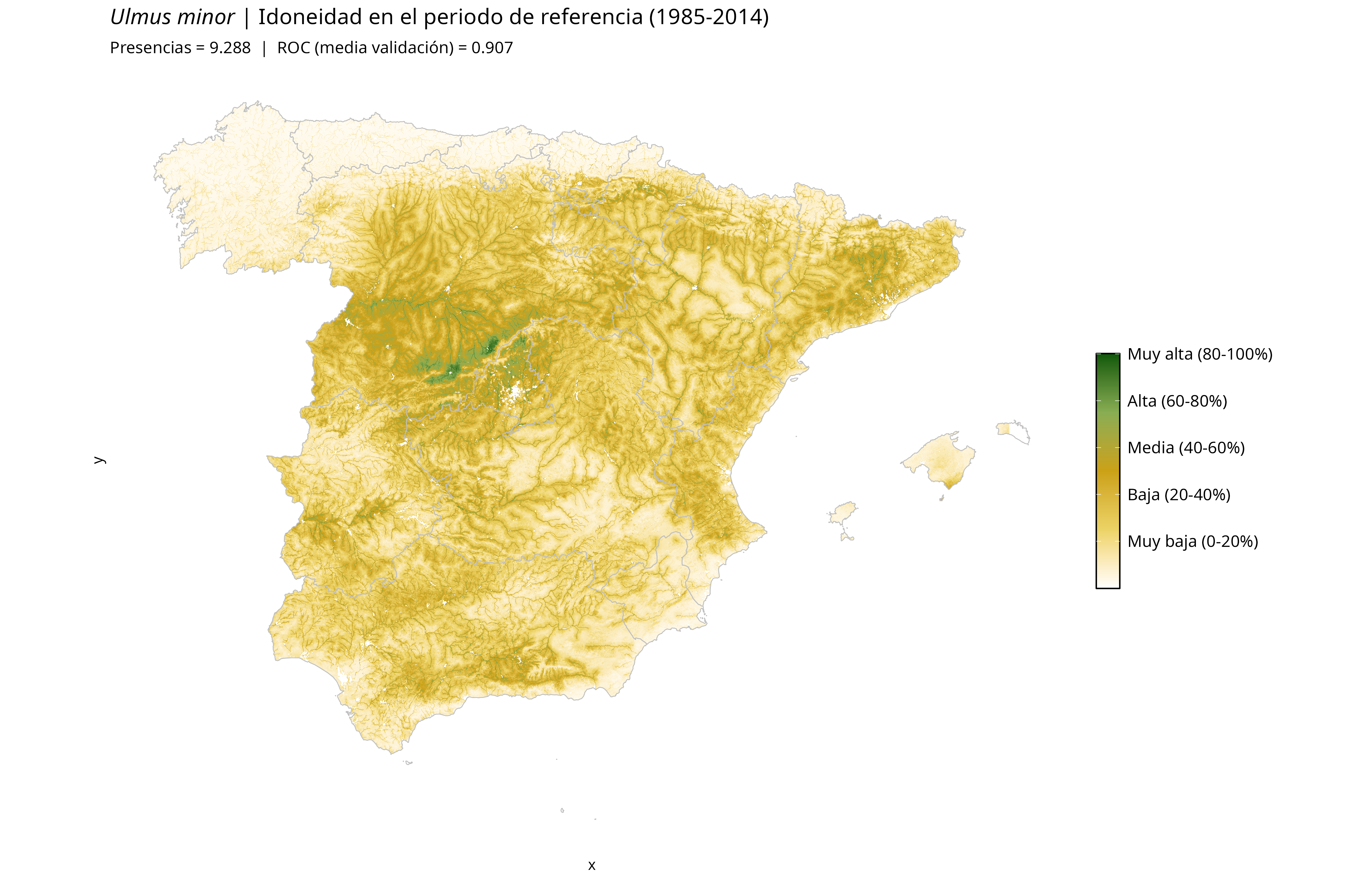 Idoneidad actual · Península Ibérica
