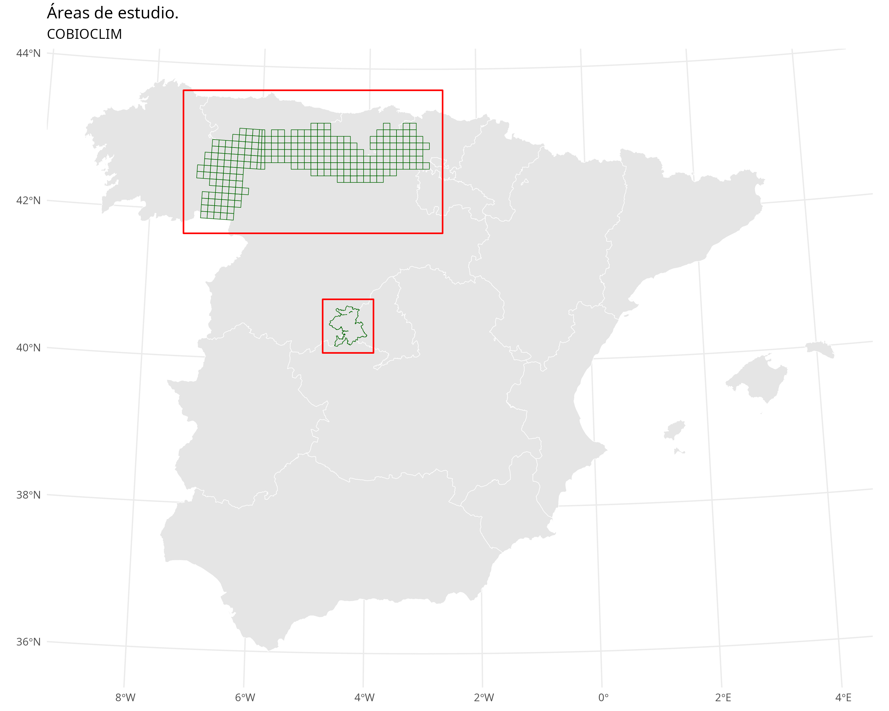 Áreas de estudio: Norte y Centro