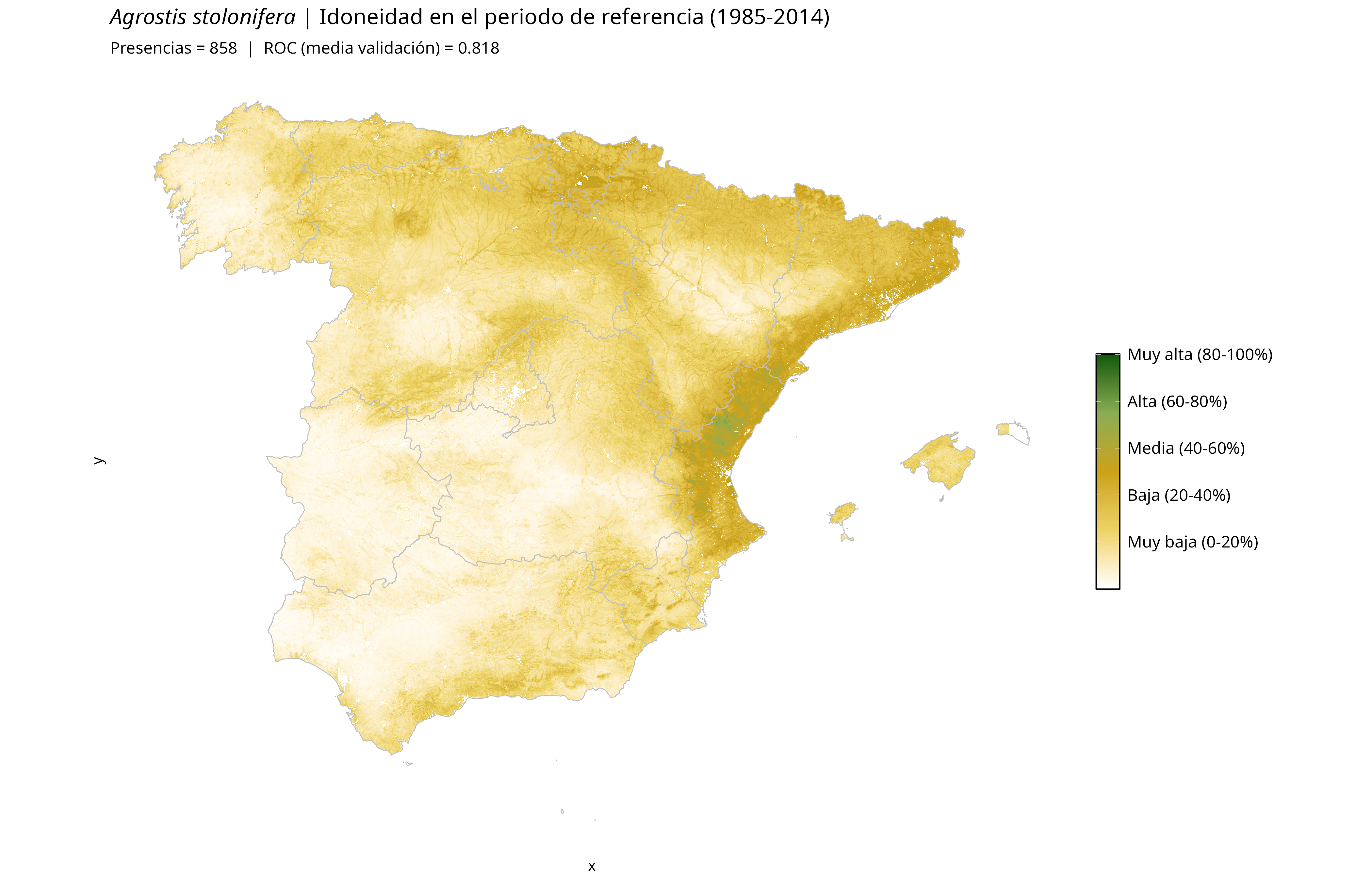 Idoneidad actual · Península Ibérica