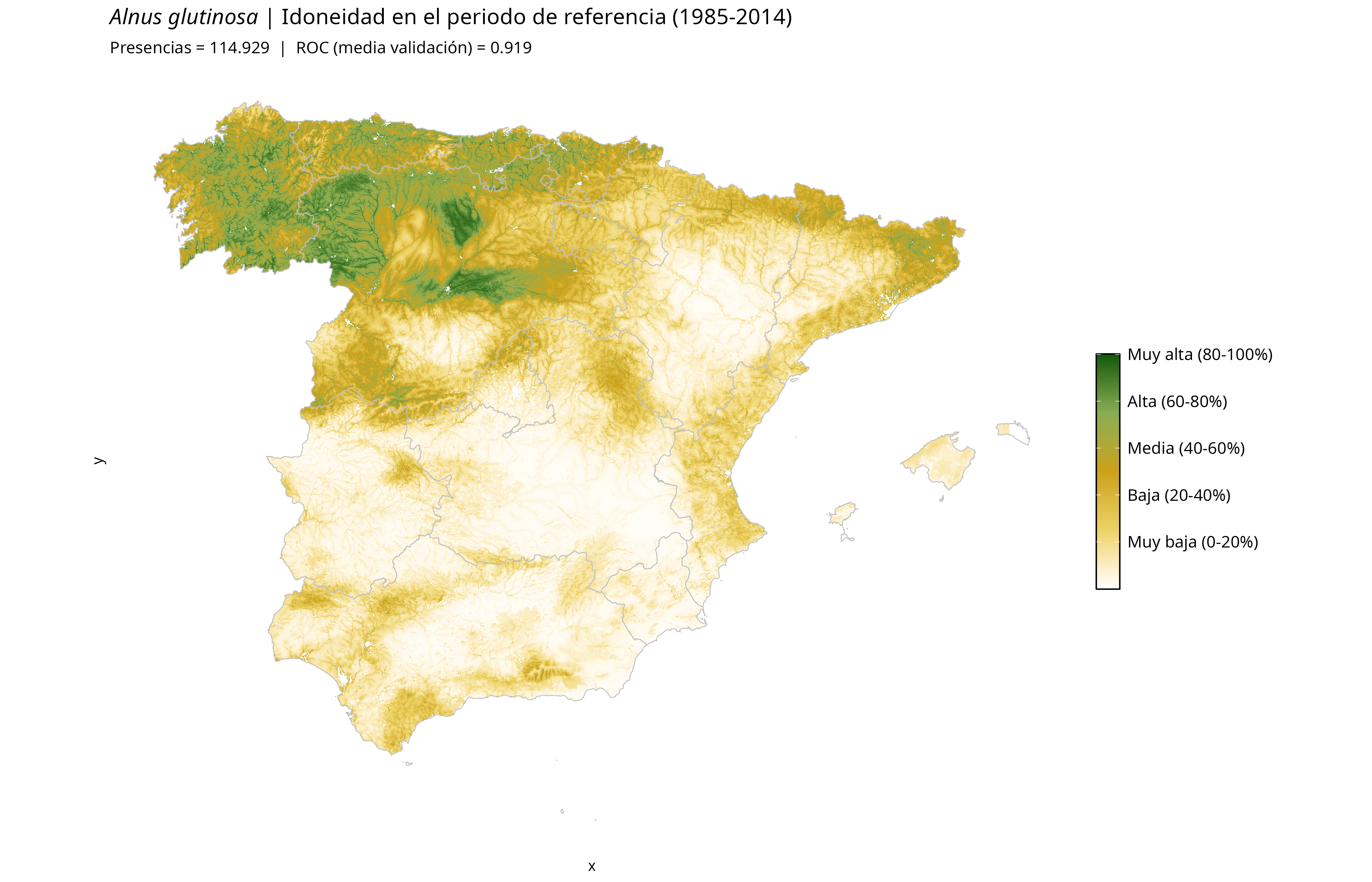 Idoneidad actual · Península Ibérica