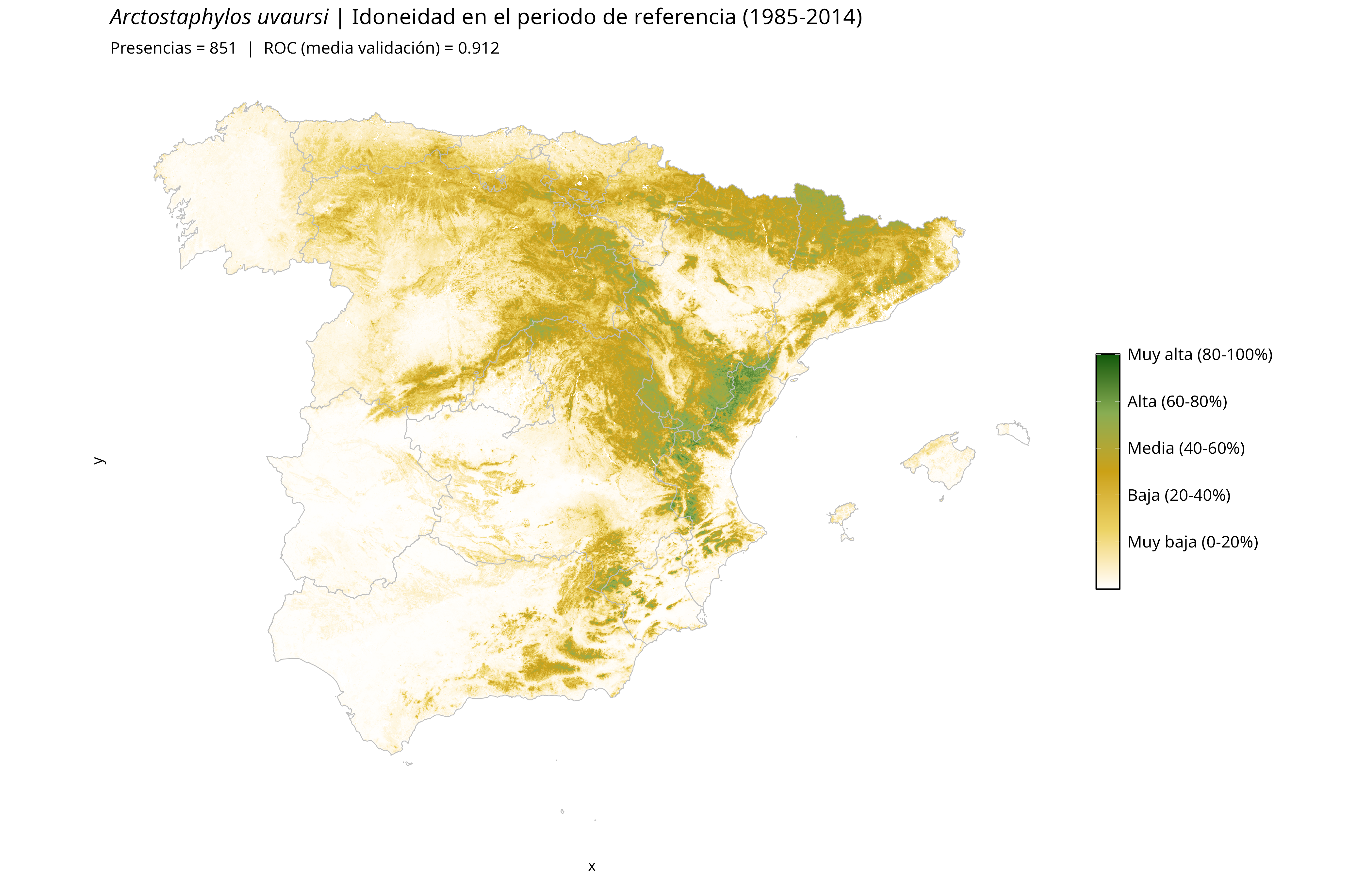 Idoneidad actual · Península Ibérica