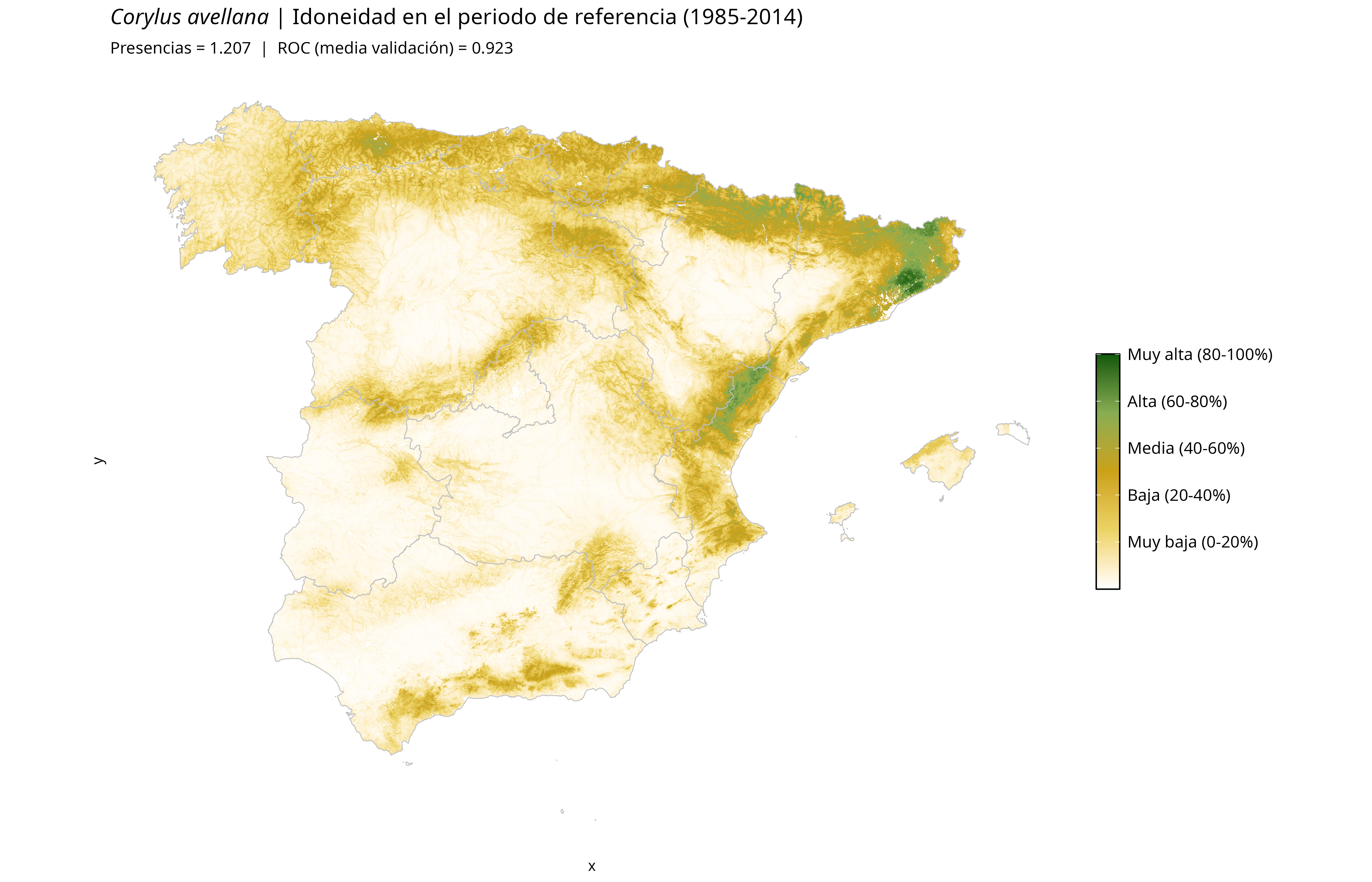 Idoneidad actual · Península Ibérica