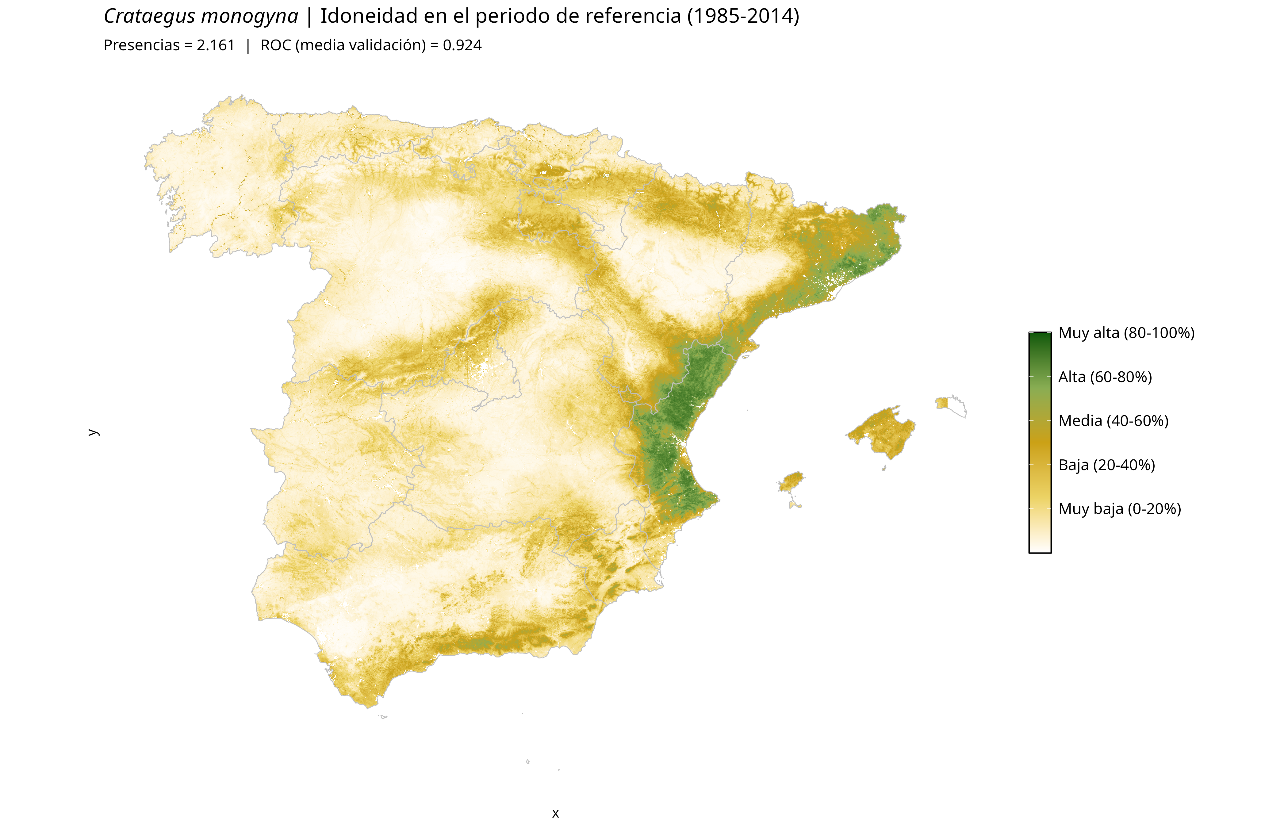 Idoneidad actual · Península Ibérica