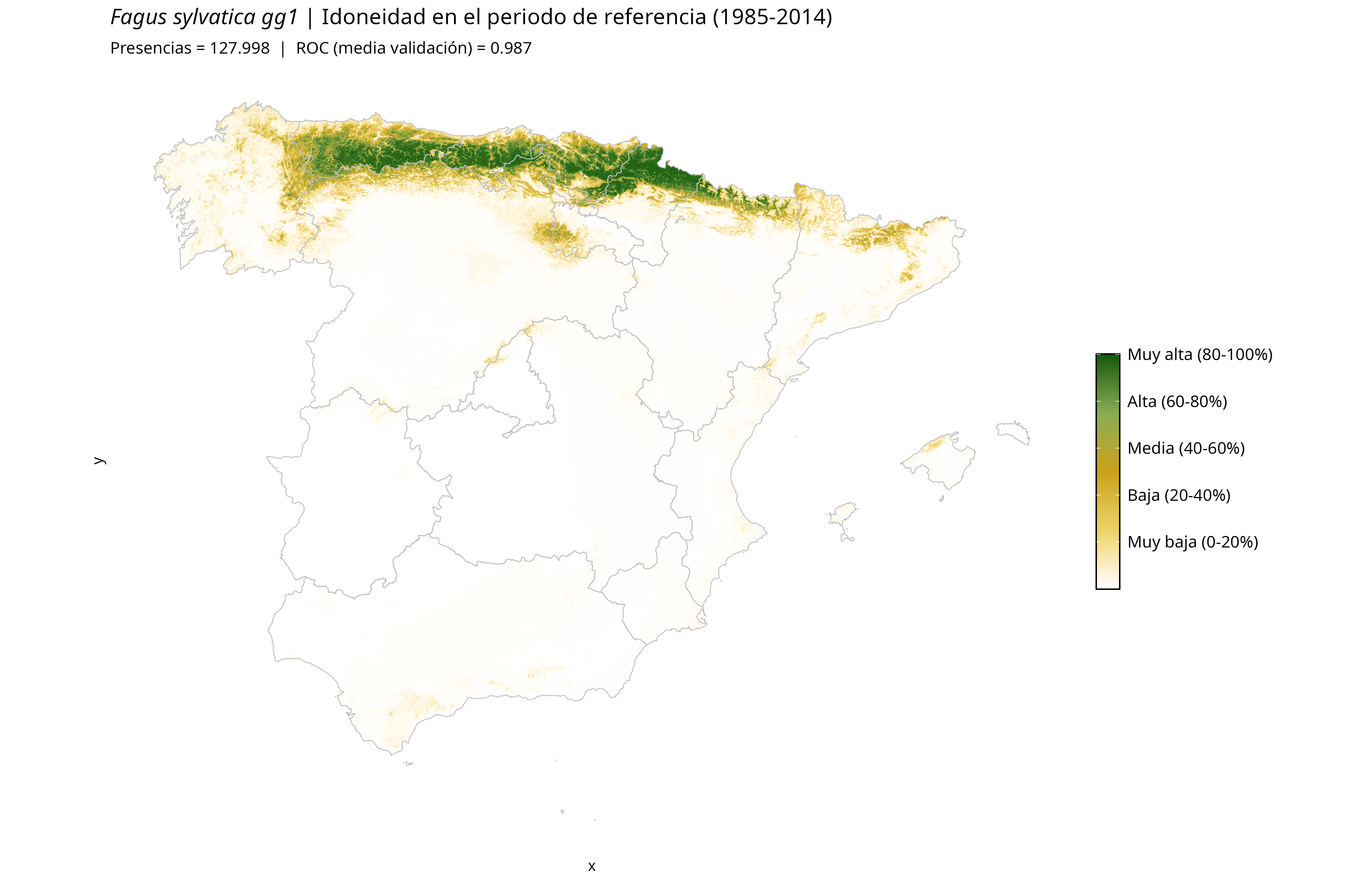 Idoneidad actual · Península Ibérica