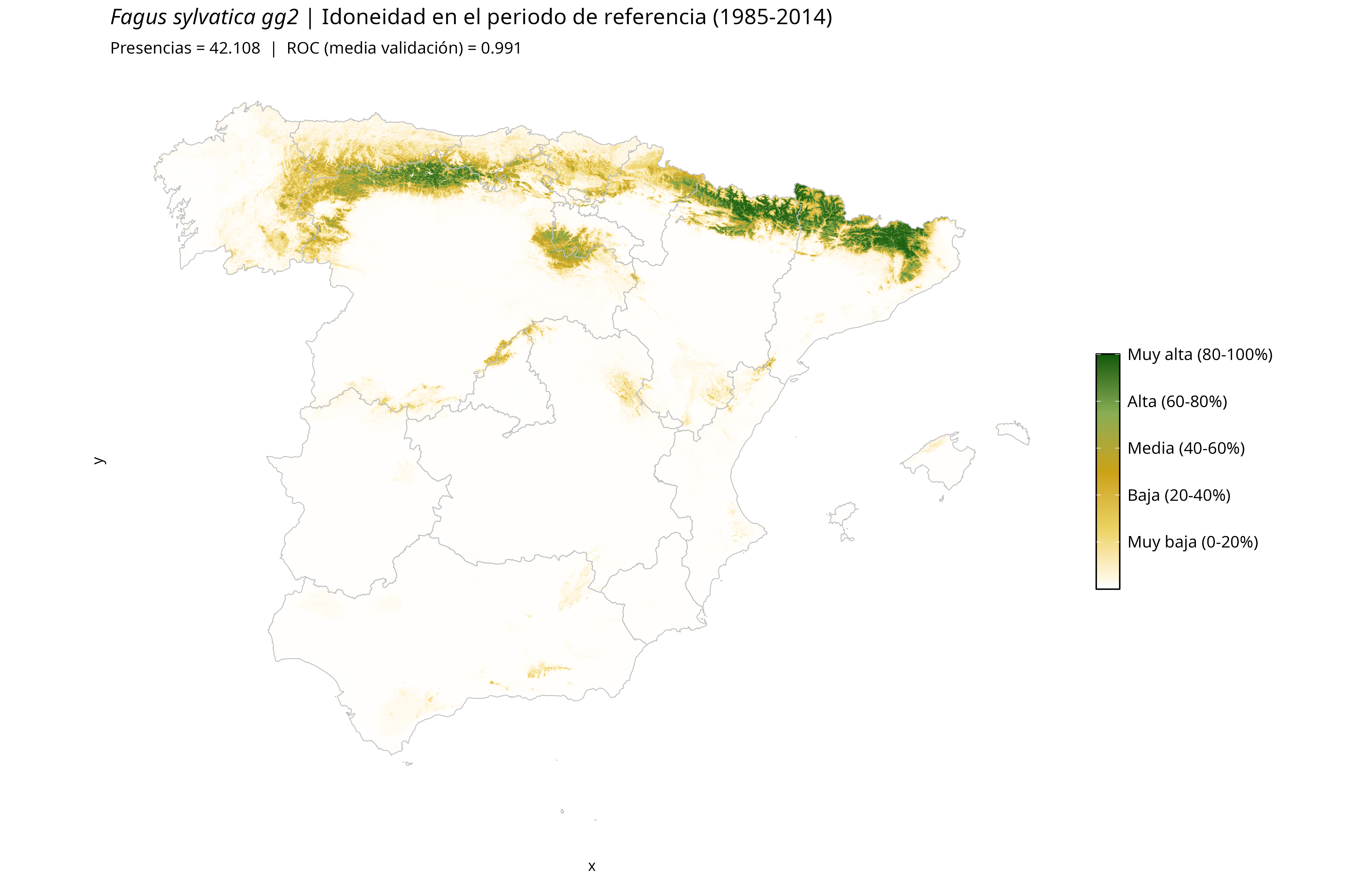 Idoneidad actual · Península Ibérica