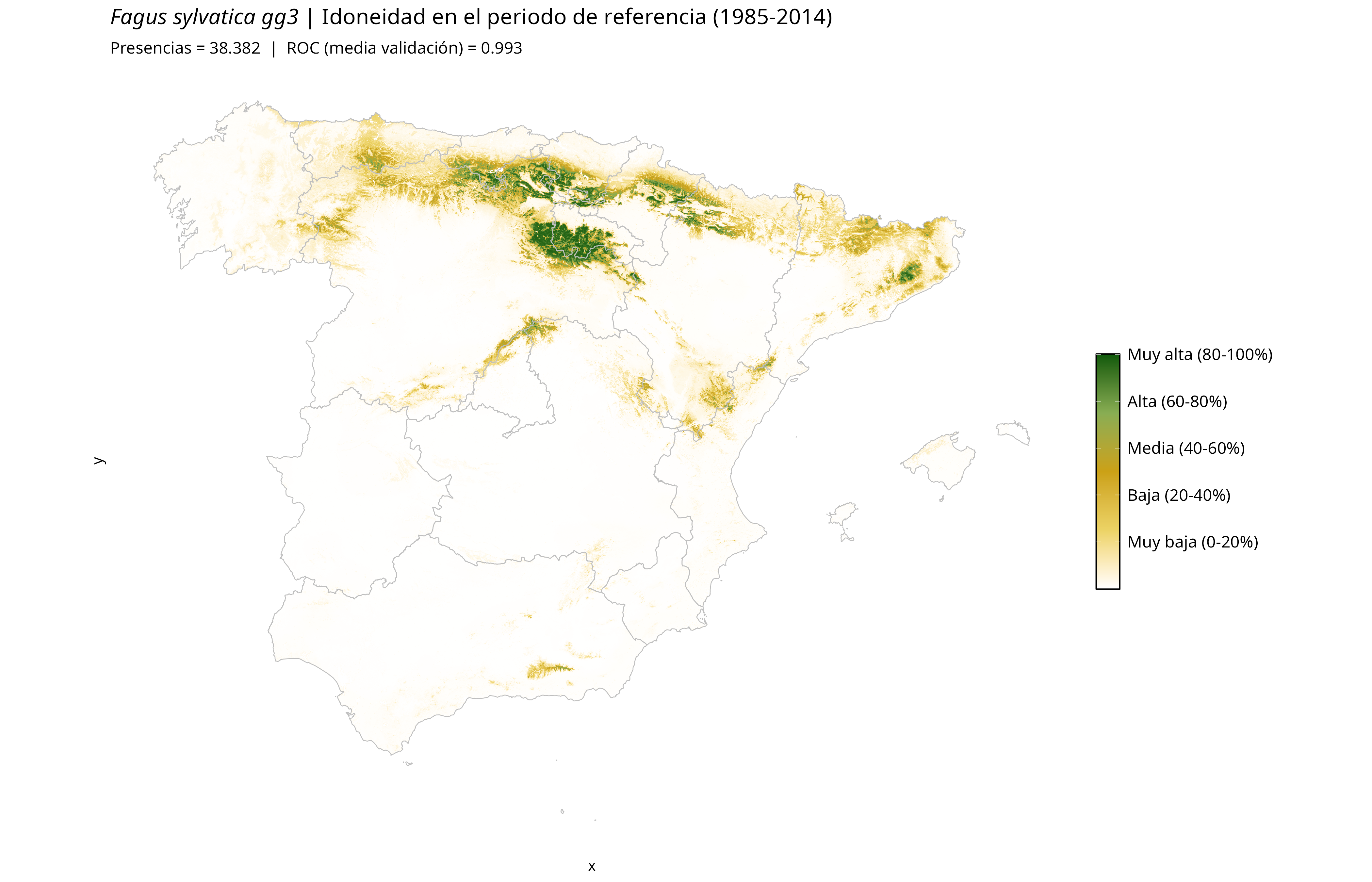 Idoneidad actual · Península Ibérica