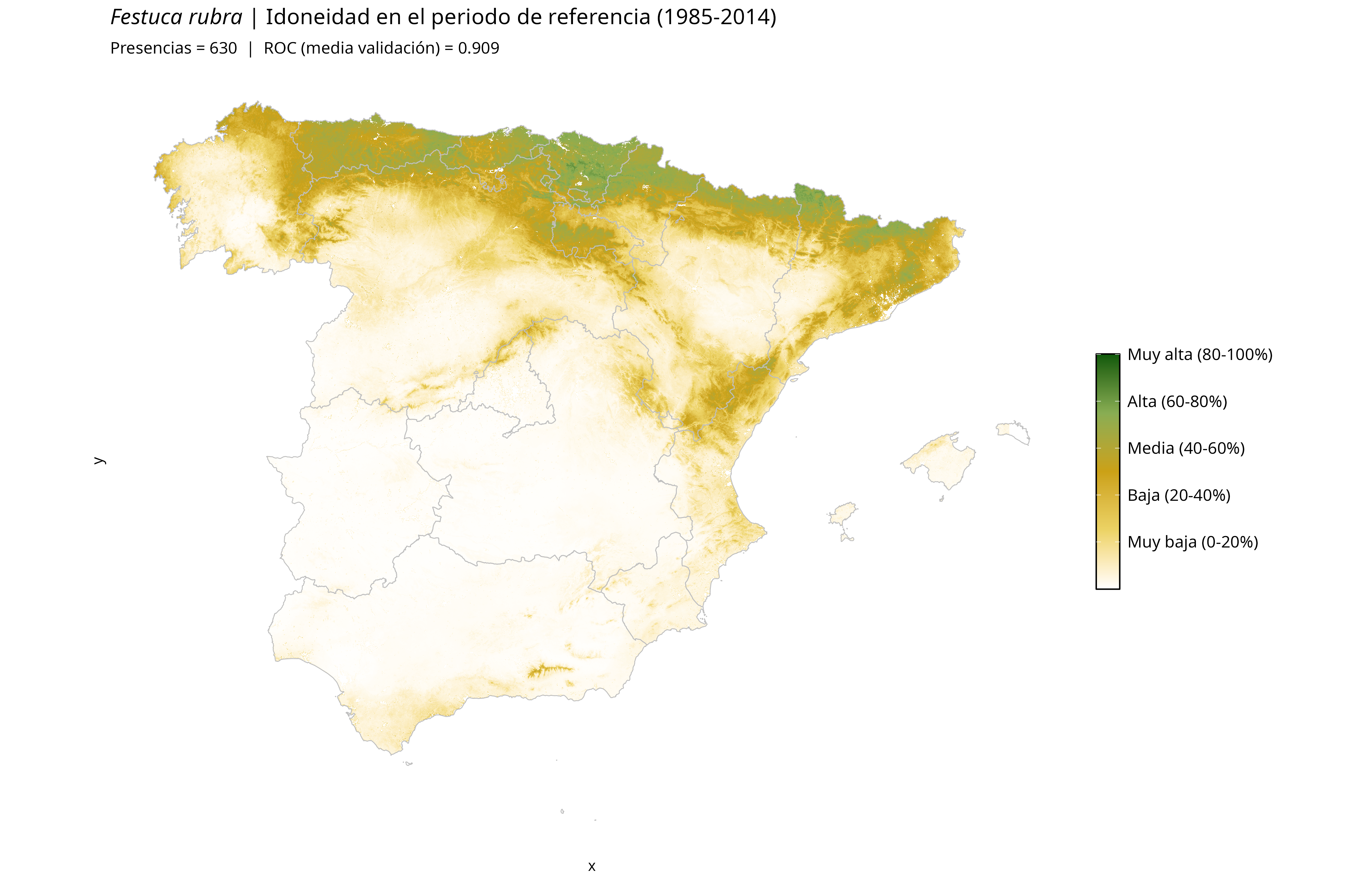 Idoneidad actual · Península Ibérica