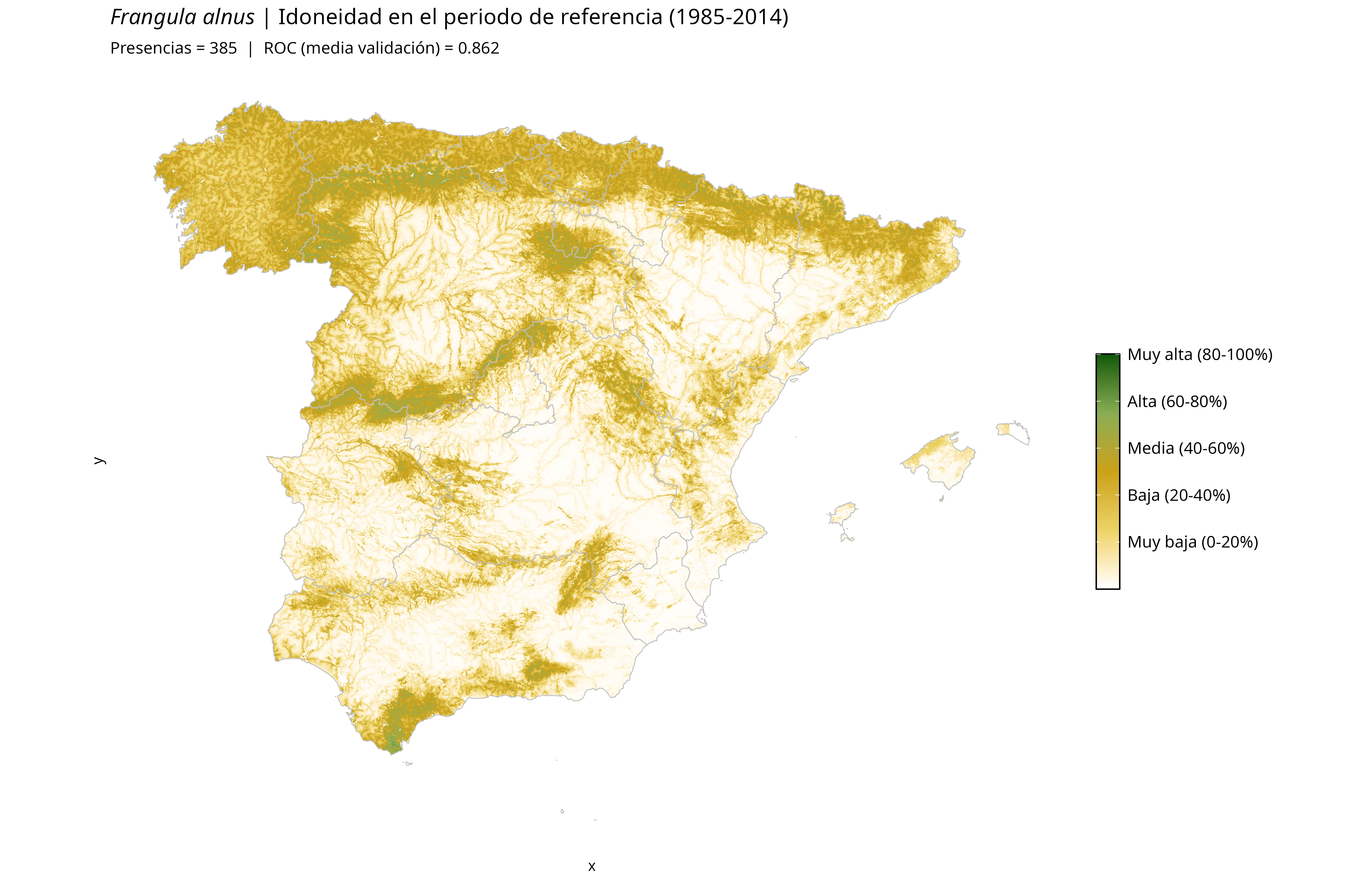 Idoneidad actual · Península Ibérica