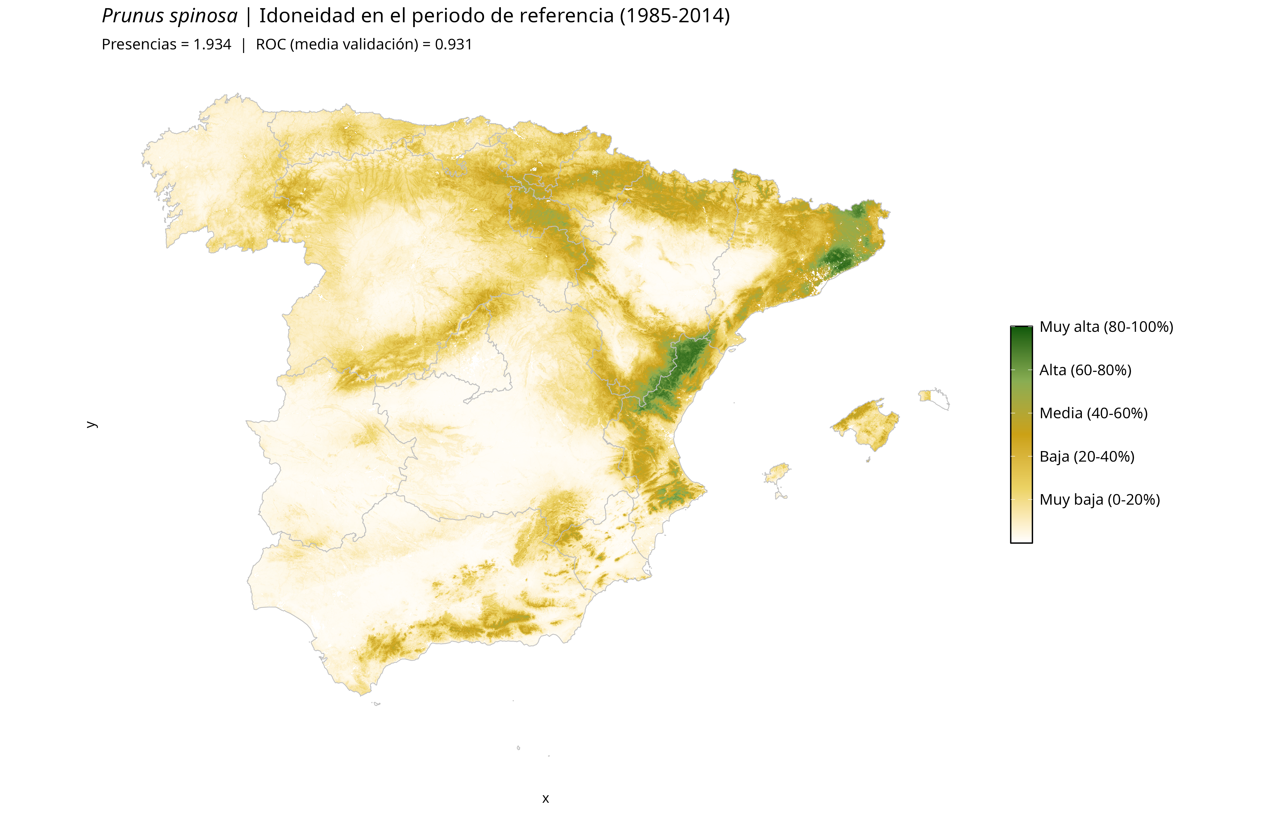 Idoneidad actual · Península Ibérica