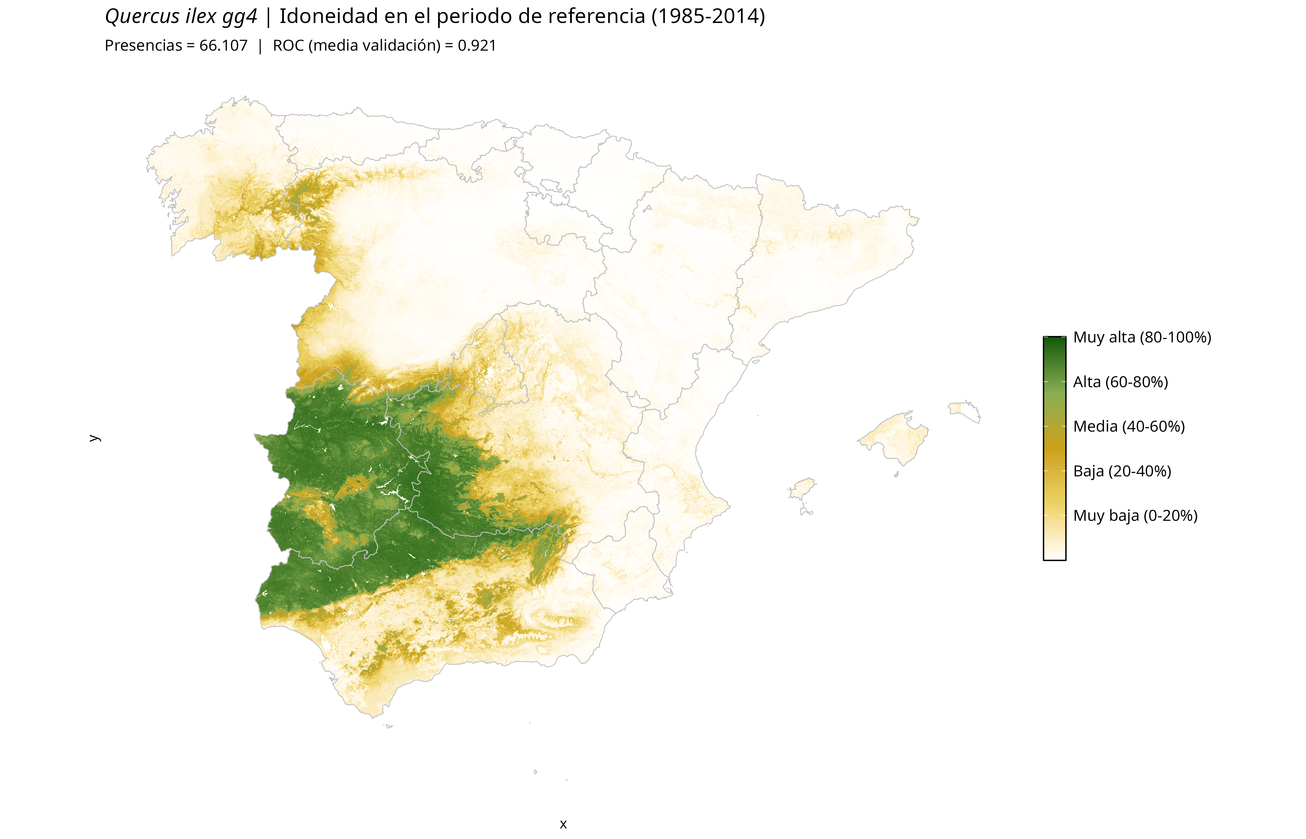 Idoneidad actual · Península Ibérica