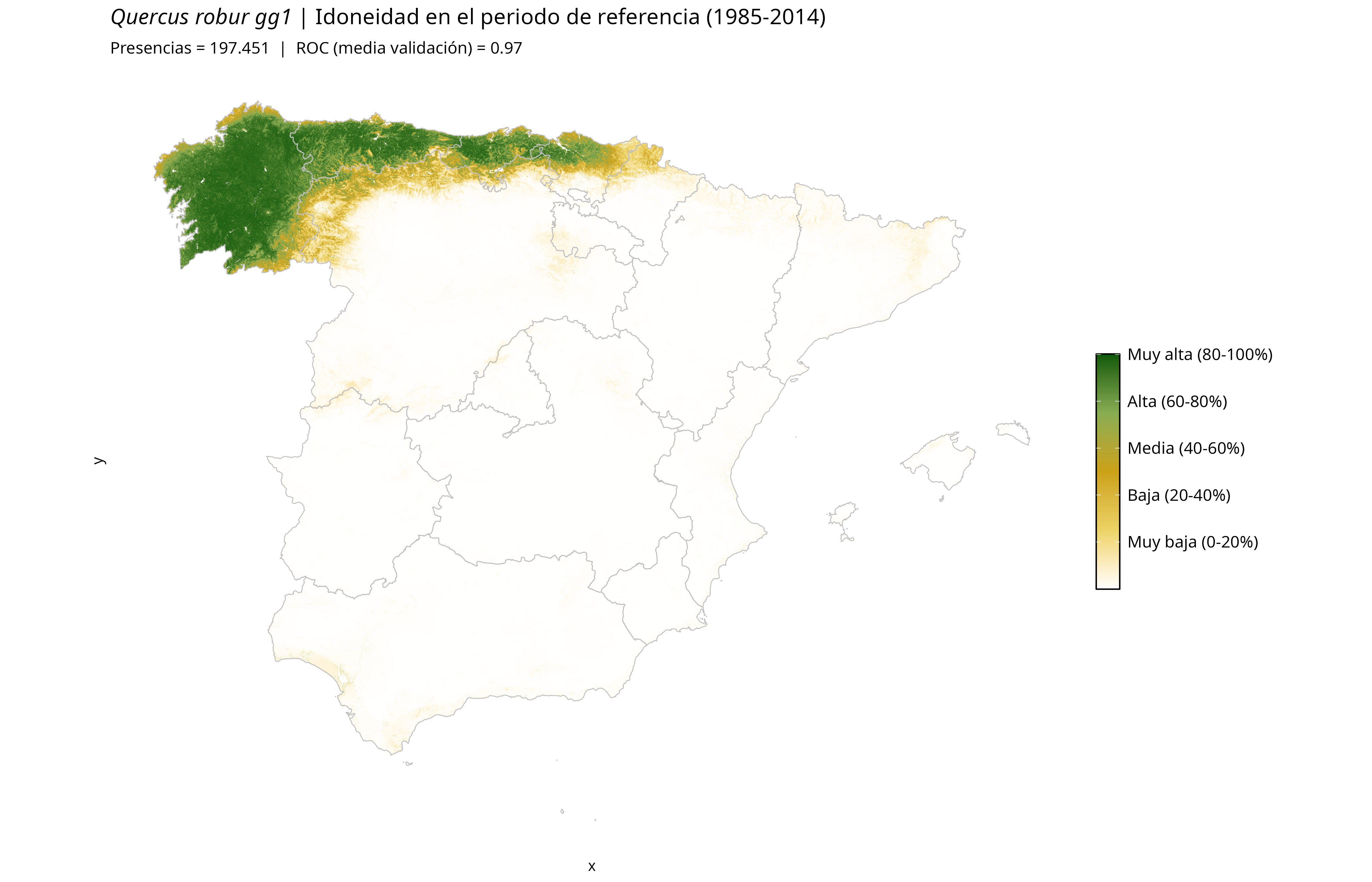 Idoneidad actual · Península Ibérica