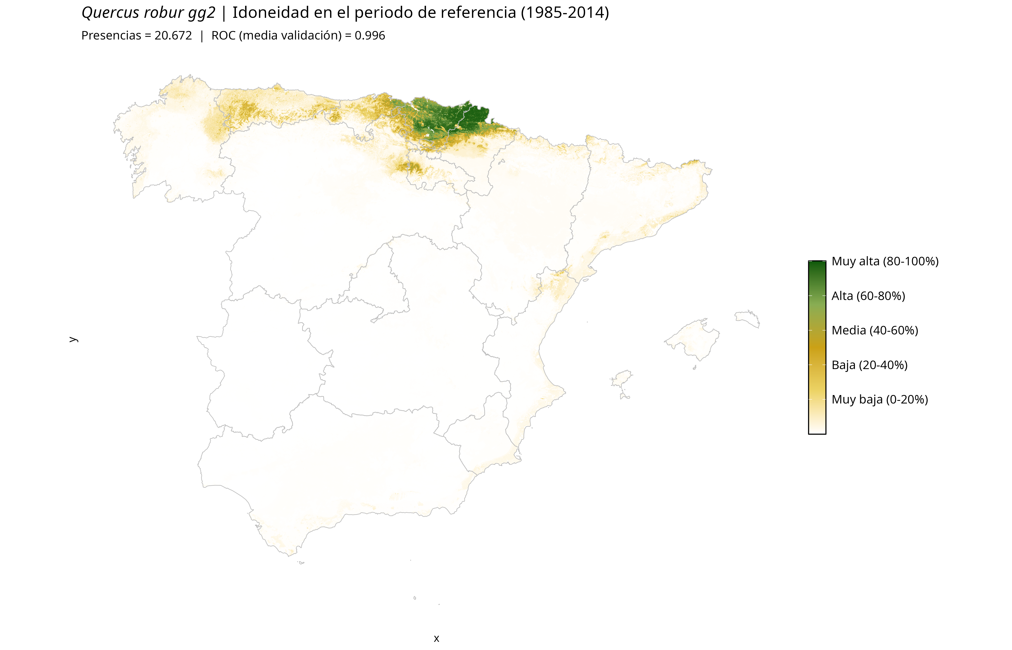 Idoneidad actual · Península Ibérica