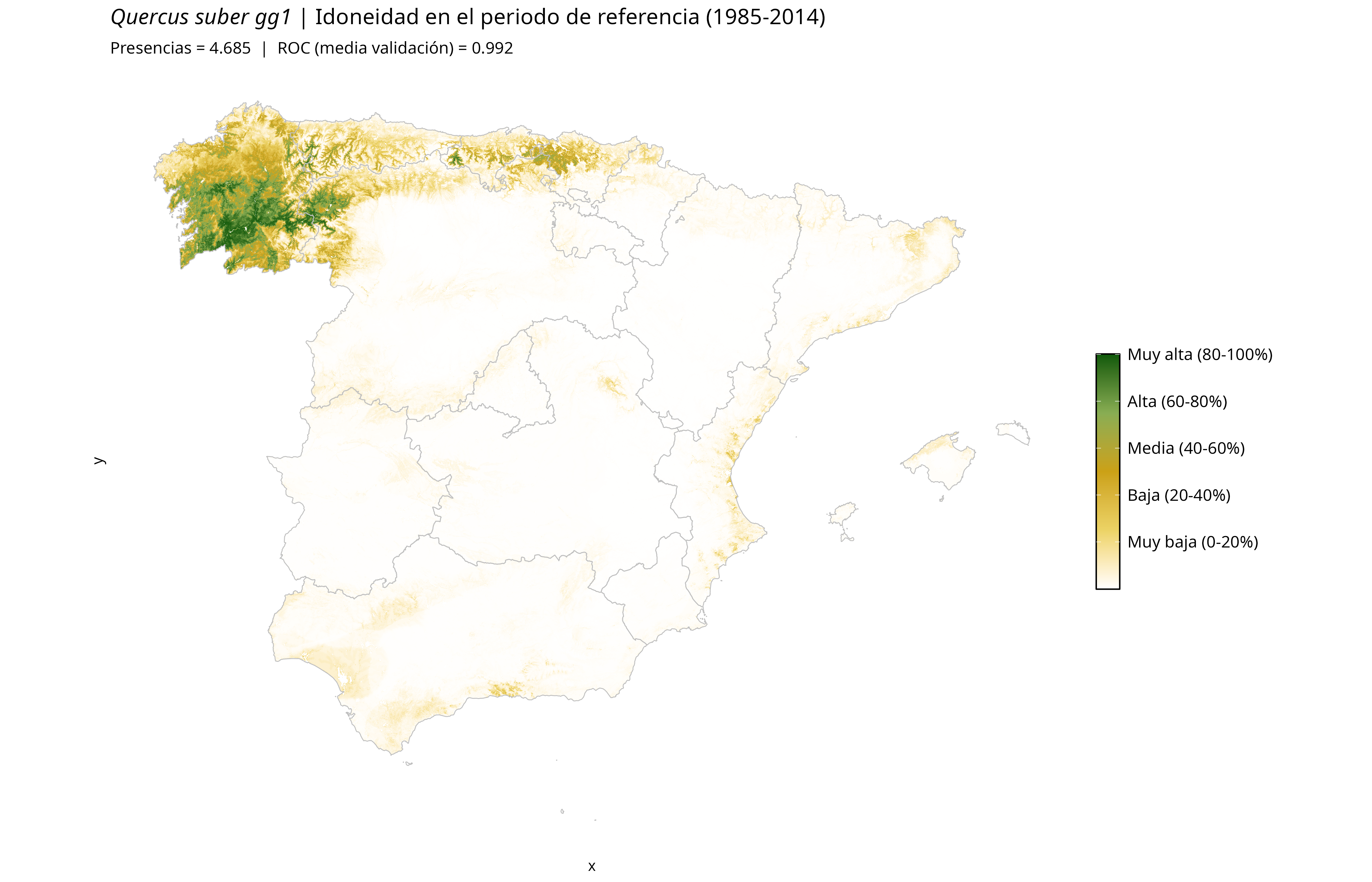 Idoneidad actual · Península Ibérica
