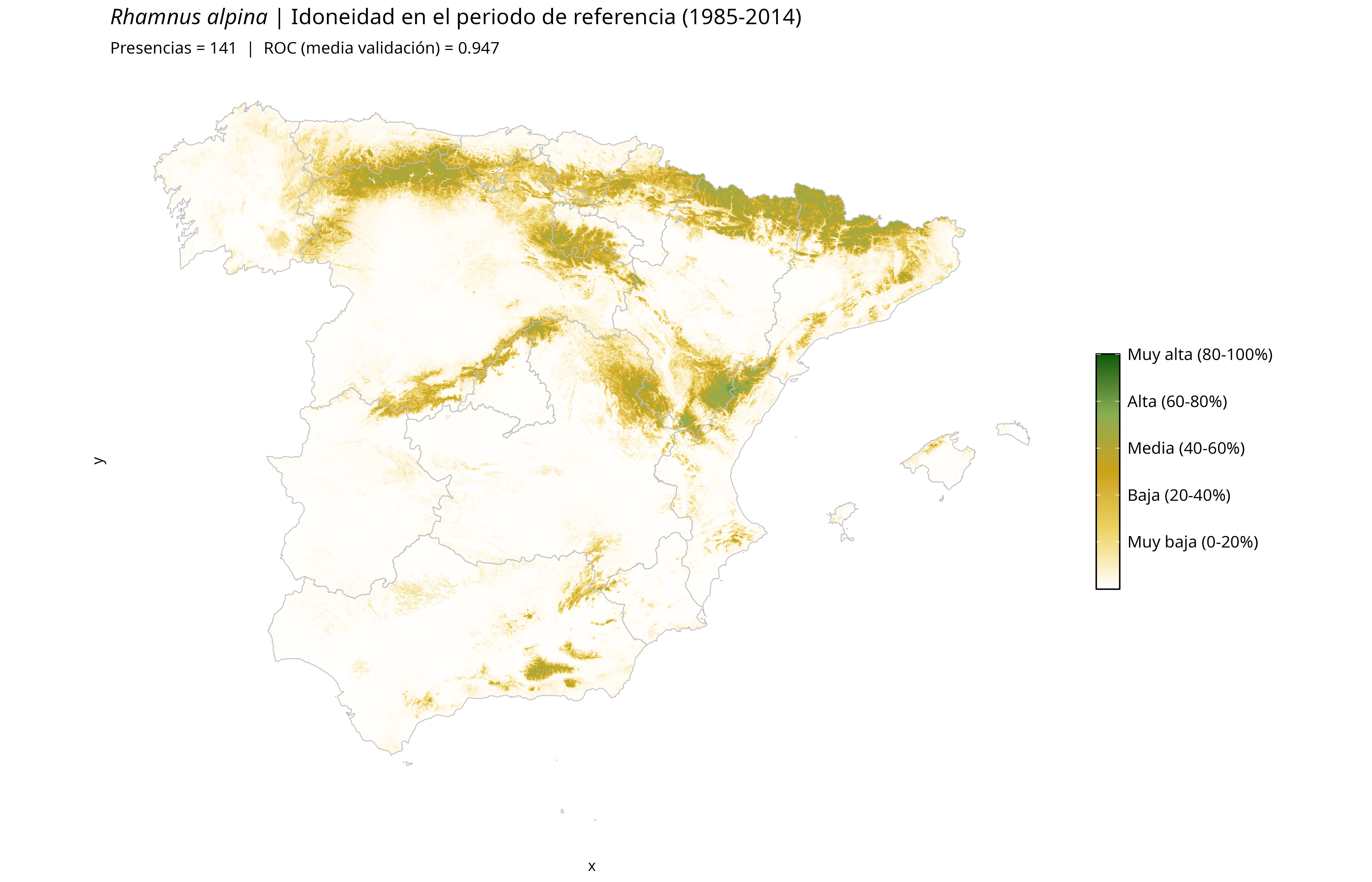 Idoneidad actual · Península Ibérica