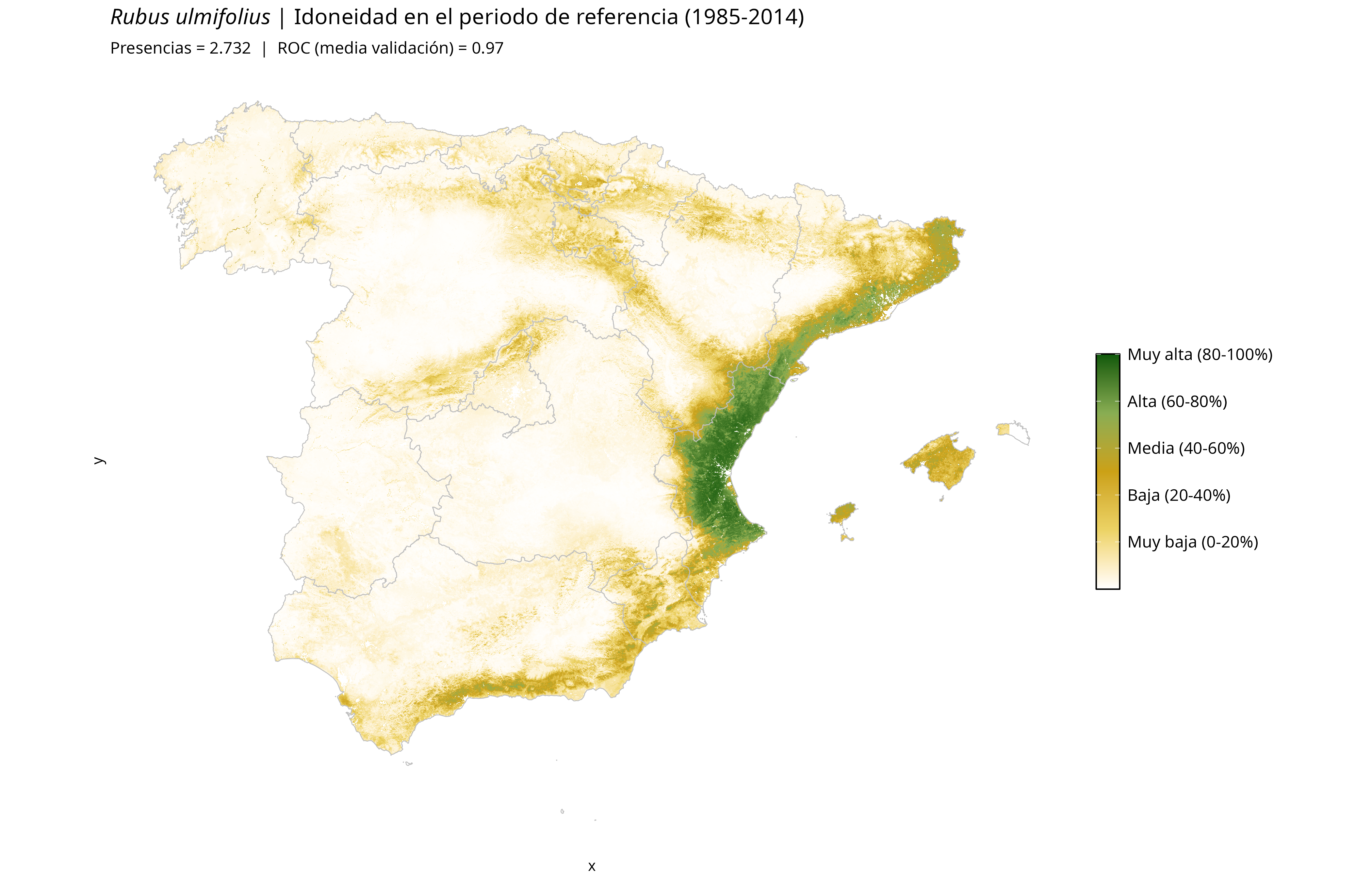Idoneidad actual · Península Ibérica