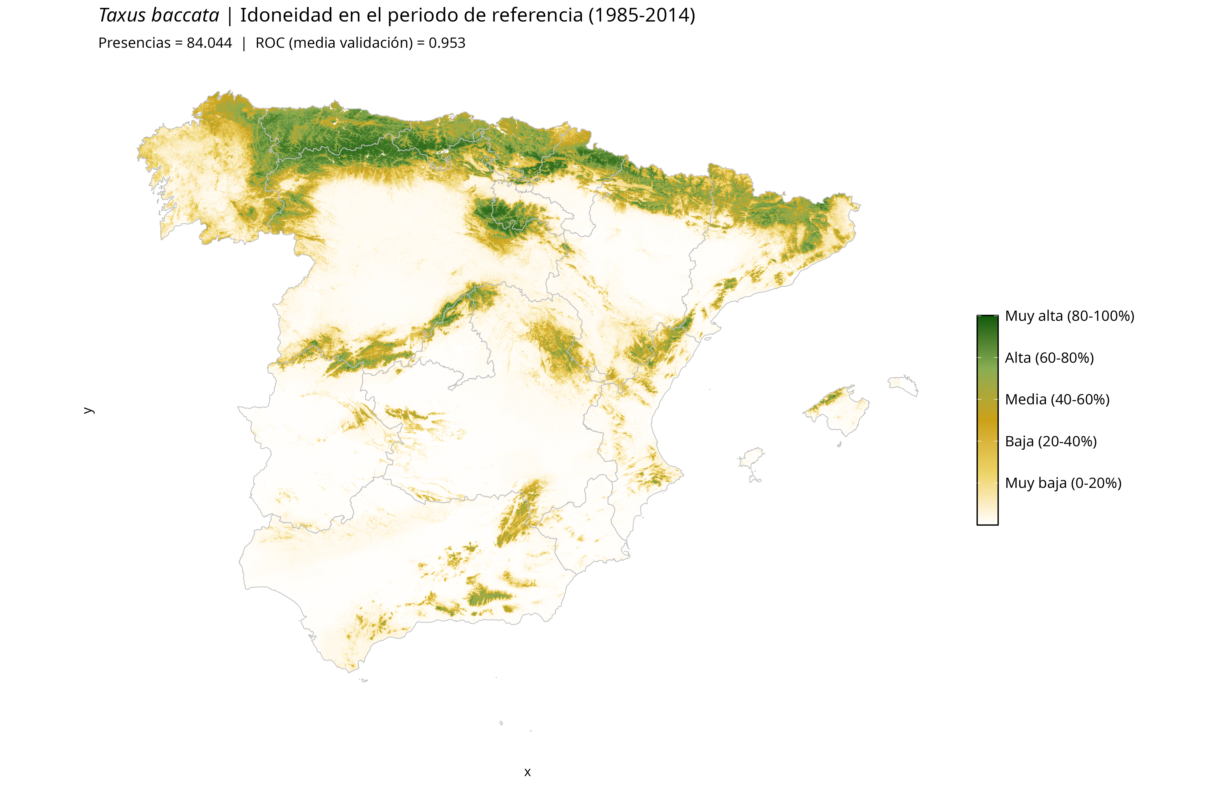 Idoneidad actual · Península Ibérica