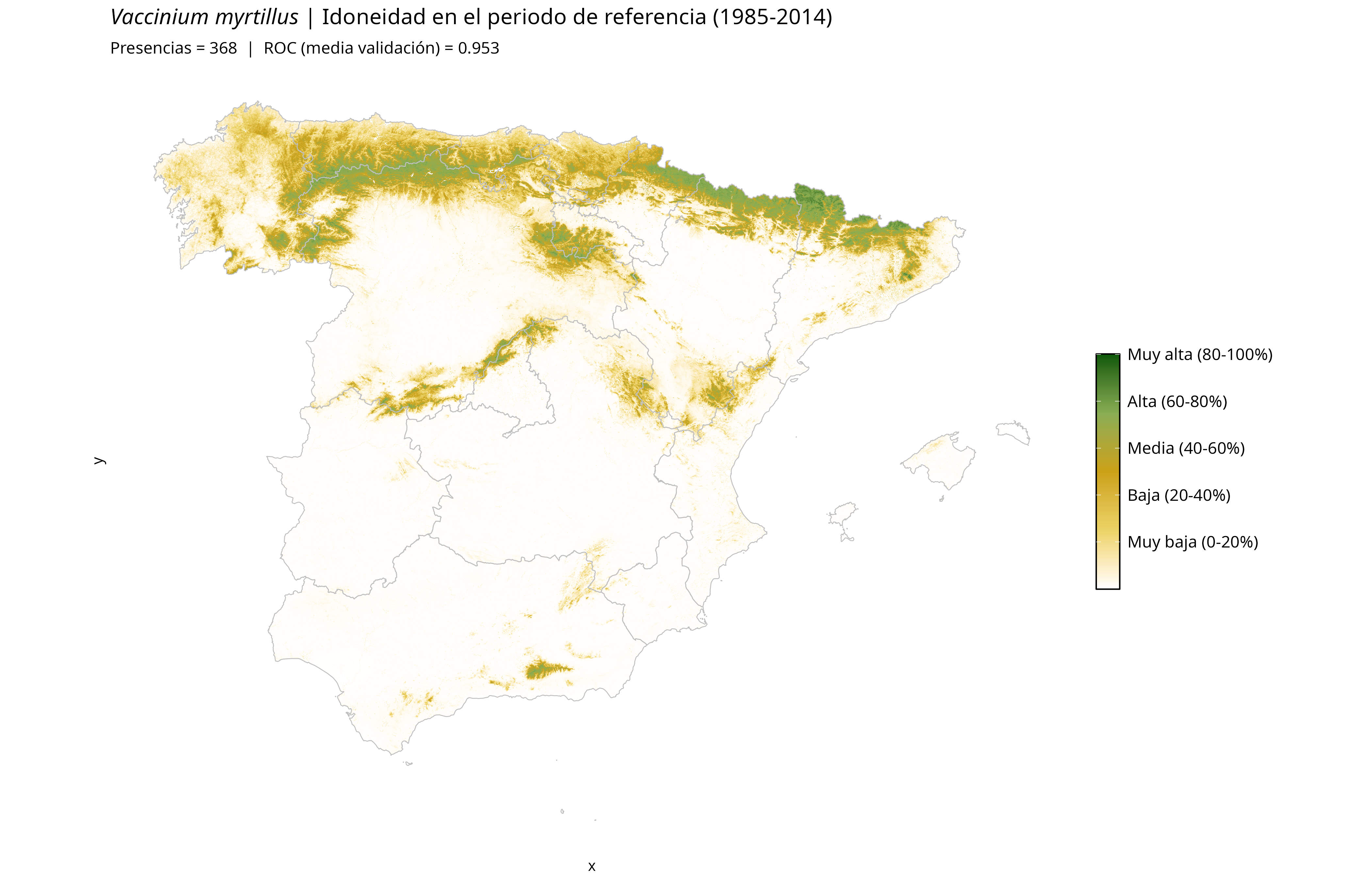 Idoneidad actual · Península Ibérica